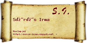 Sörös Irma névjegykártya