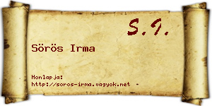 Sörös Irma névjegykártya